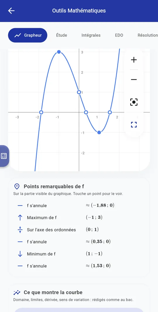 Écran « Grapheur 2D » d'OptiScol Élève